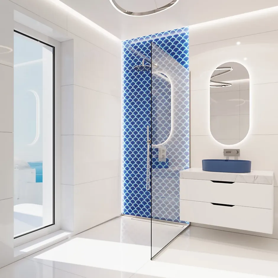 Mosaïque sur résille pour salle de bain et cuisine en céramique 28.5 cm x 29.0 cm - Blue sky-Ilcom