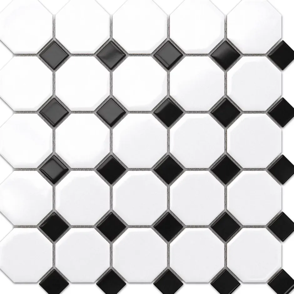 Mosaïque sur résille pour salle de bain et cuisine en céramique 29.3 cm x 29.3 cm - Octagon castle-Ilcom Best