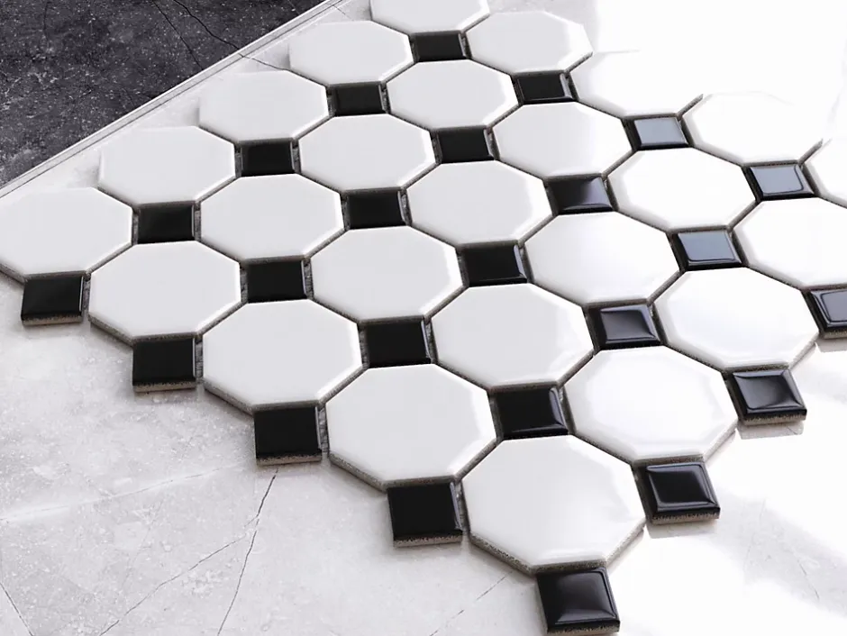 Mosaïque sur résille pour salle de bain et cuisine en céramique 29.3 cm x 29.3 cm - Octagon castle-Ilcom Best