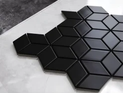 Ilcom Mosaïque sur résille pour salle de bain et cuisine en céramique 26.5 cm x 30.5 cm - Black geometric cubes