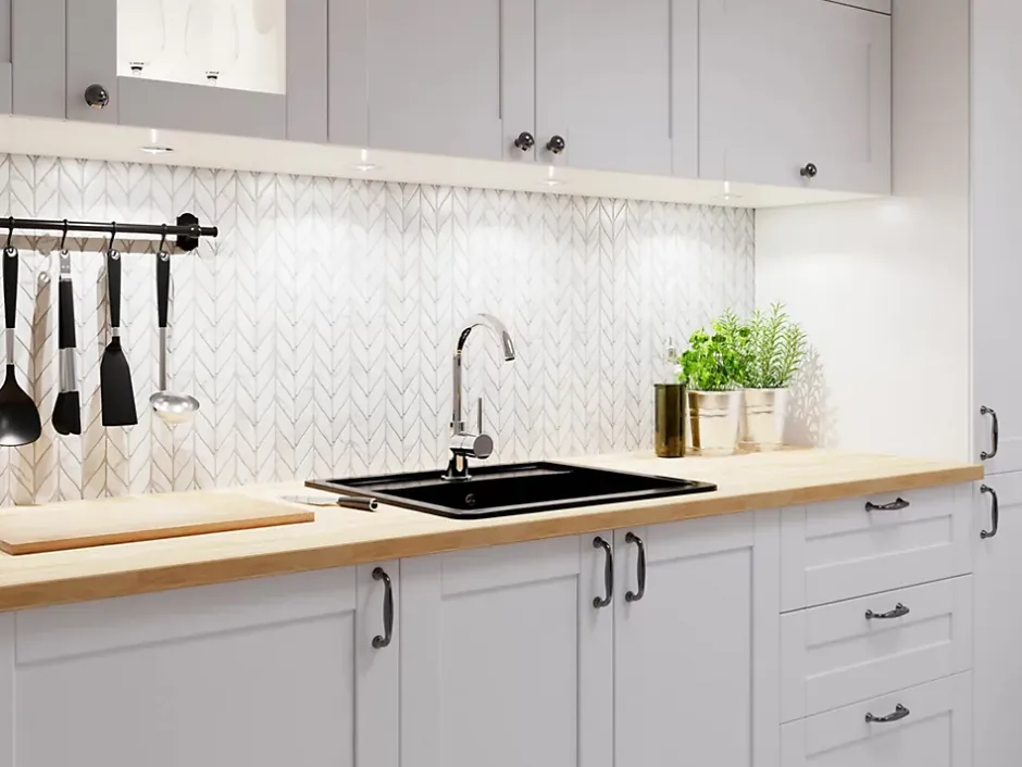 Ilcom Mosaïque sur résille pour salle de bain et cuisine en céramique 27.6 cm x 33.2 cm - Marble sparrow