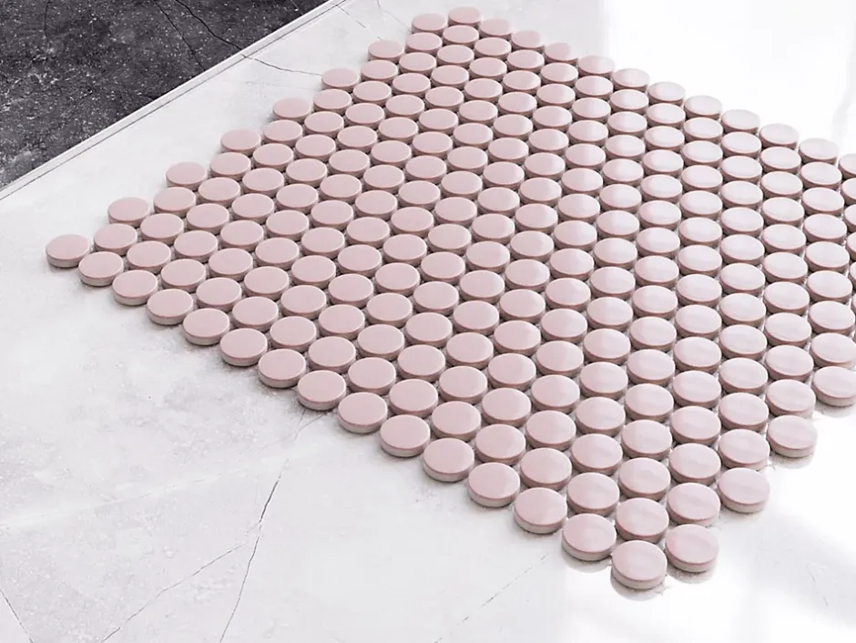 Ilcom Mosaïque sur résille pour salle de bain et cuisine en céramique 29.3 cm x 31.7 cm - Pink panther