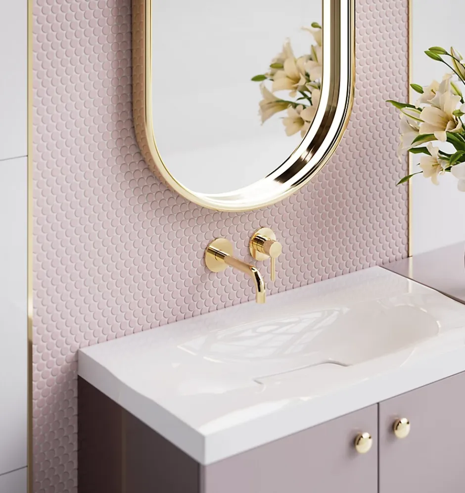 Ilcom Mosaïque sur résille pour salle de bain et cuisine en céramique 29.3 cm x 31.7 cm - Pink panther