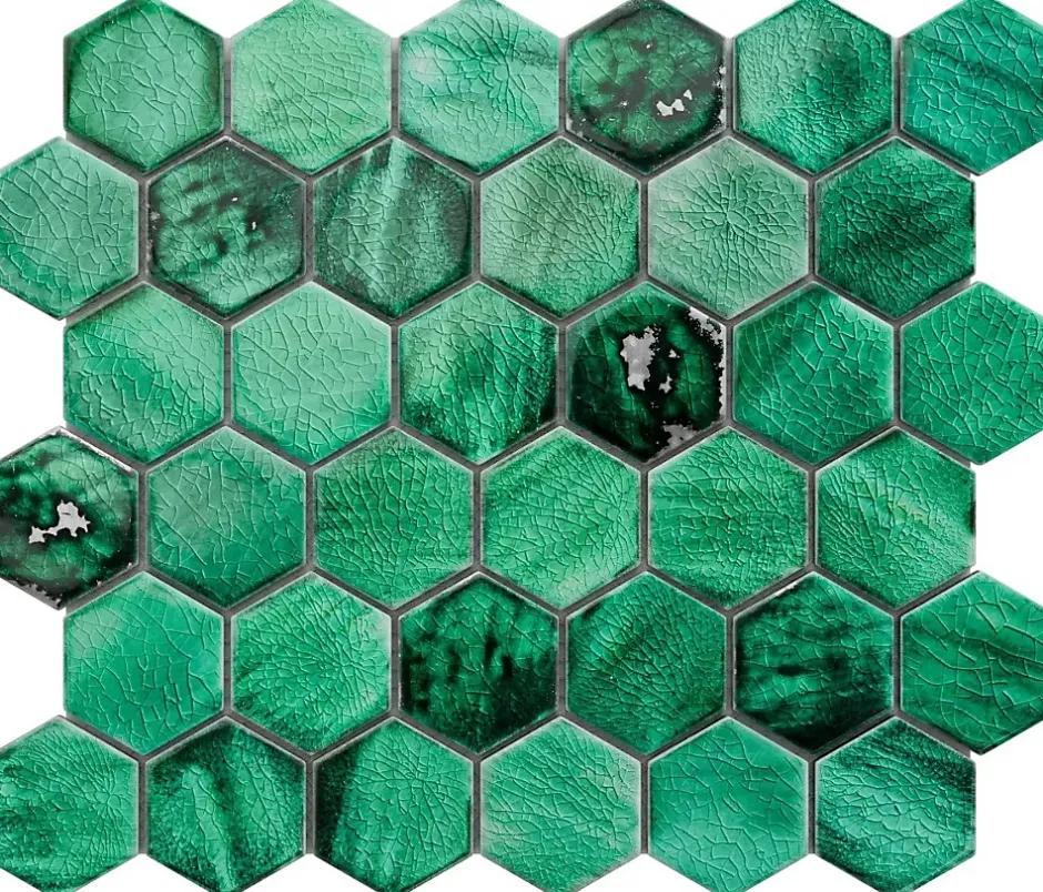 Ilcom Mosaïque sur résille pour salle de bain et cuisine en céramique 31.2 cm x 27 cm- Jungle nature hive