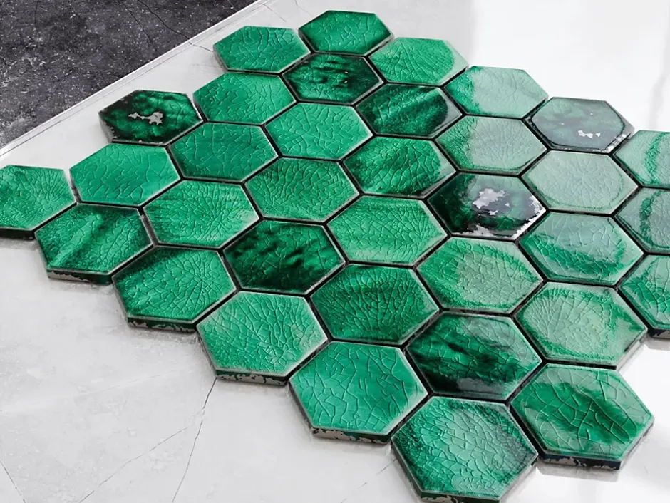 Ilcom Mosaïque sur résille pour salle de bain et cuisine en céramique 31.2 cm x 27 cm- Jungle nature hive