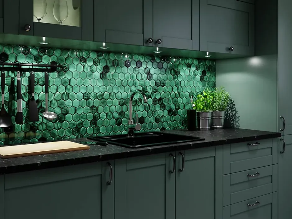 Ilcom Mosaïque sur résille pour salle de bain et cuisine en céramique 31.2 cm x 27 cm- Jungle nature hive