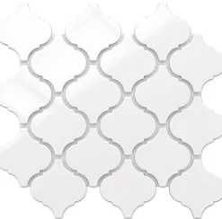 Ilcom Mosaïque sur résille pour salle de bain et cuisine en céramique 27.5 cm x 25.2 cm - White arabesque