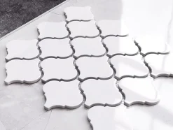 Ilcom Mosaïque sur résille pour salle de bain et cuisine en céramique 27.5 cm x 25.2 cm - White arabesque