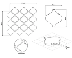 Ilcom Mosaïque sur résille pour salle de bain et cuisine en céramique 27.5 cm x 25.2 cm - White arabesque
