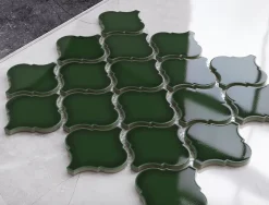 Ilcom Mosaïque sur résille pour salle de bain et cuisine en céramique 27.5 cm x 25.2 cm- Arab emerald