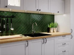 Ilcom Mosaïque sur résille pour salle de bain et cuisine en céramique 27.5 cm x 25.2 cm- Arab emerald