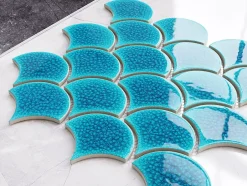 Ilcom Mosaïque sur résille pour salle de bain et cuisine en céramique - 28.5 cm x 29.0 cm - Adriatic wave