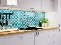 Ilcom Mosaïque sur résille pour salle de bain et cuisine en céramique - 28.5 cm x 29.0 cm - Adriatic wave