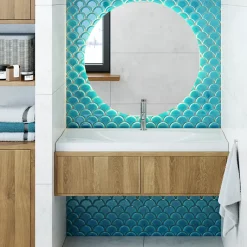 Ilcom Mosaïque sur résille pour salle de bain et cuisine en céramique - 28.5 cm x 29.0 cm - Adriatic wave