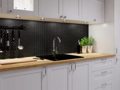 Ilcom Mosaïque sur résille pour salle de bain et cuisine en céramique 30 cm x 26 cm- Matt black hive