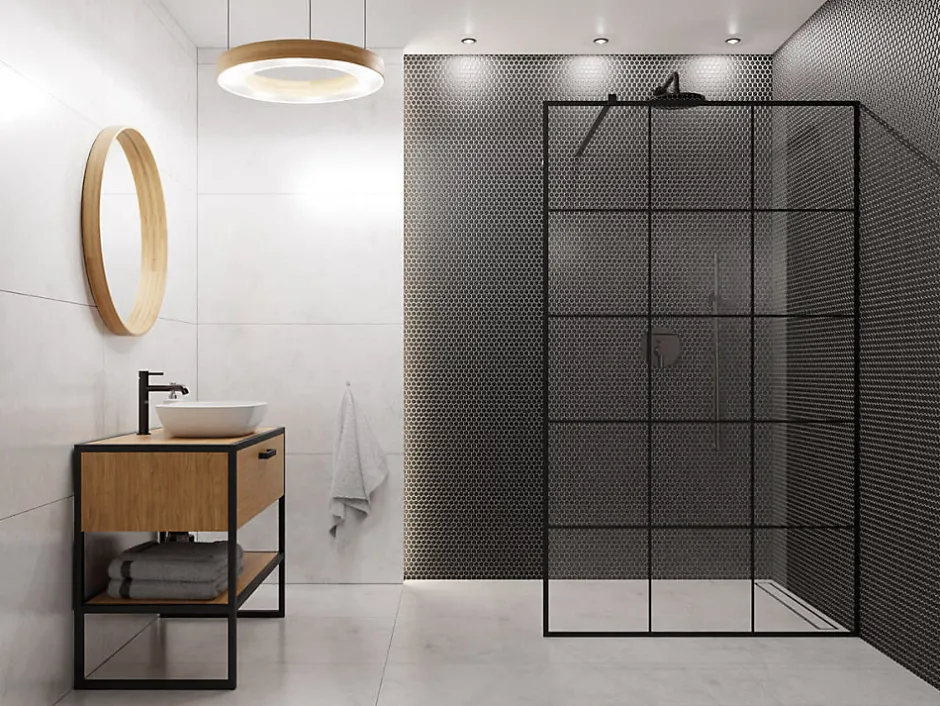 Ilcom Mosaïque sur résille pour salle de bain et cuisine en céramique 30 cm x 26 cm- Matt black hive