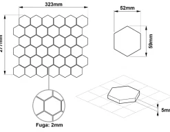 Ilcom Mosaïque sur résille pour salle de bain et cuisine en céramique 29.7 cm x 26.2 cm - White hexagon
