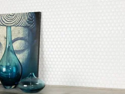 Ilcom Mosaïque sur résille pour salle de bain et cuisine en céramique 31.7 cm x 29.3 cm - Matt white dot