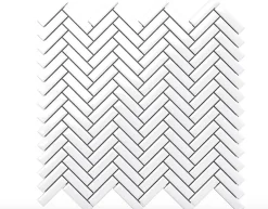 Ilcom Mosaïque sur résille pour salle de bain et cuisine en céramique 28 cm x 27 cm - Gloss white chevron