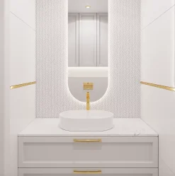 Ilcom Mosaïque sur résille pour salle de bain et cuisine en céramique 28 cm x 27 cm - Gloss white chevron