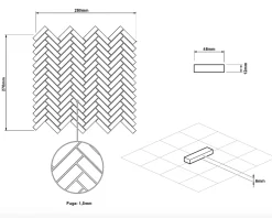 Ilcom Mosaïque sur résille pour salle de bain et cuisine en céramique 28 cm x 27 cm - Gloss white chevron
