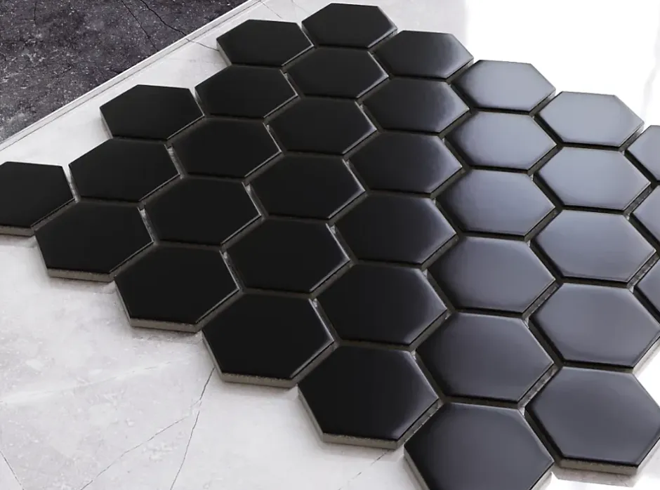 Ilcom Mosaïque sur résille pour salle de bain et cuisine en céramique 29.7 cm x 26.2 cm - Black honey