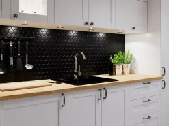 Ilcom Mosaïque sur résille pour salle de bain et cuisine en céramique 29.7 cm x 26.2 cm - Black honey