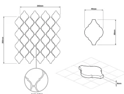 Mosaïque sur résille pour salle de bain et cuisine en céramique - 28.2 cm x 25.2 cm - Blue arabesque-Ilcom Online