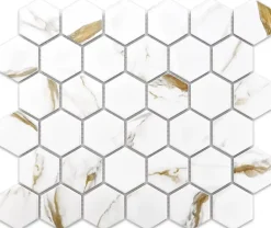 Ilcom Mosaïque sur résille pour salle de bain et cuisine en céramique 29.7 cm x 26.2 cm - Gold honey