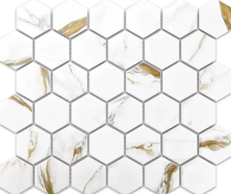 Ilcom Mosaïque sur résille pour salle de bain et cuisine en céramique 29.7 cm x 26.2 cm - Gold honey