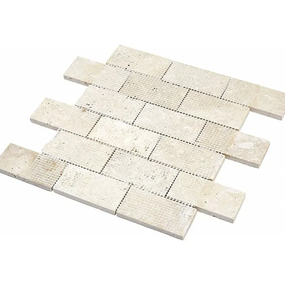 Mosaïque Travertin - Beige Adouci - Barrettes-Decoon