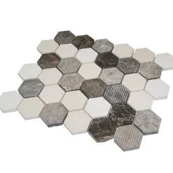 Decoon Mosaïque Travertin - Mix Gris - Hexagones