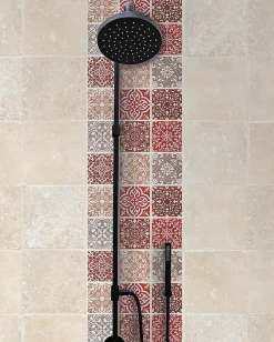 Casa Linea Mosaïque travertin Baroque marron 10 x 10 cm pierre naturelle