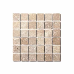 Decoon Mosaïque travertin Noce 4,8x4,8 - plaque de 30x30 cm - 1cm épaisseur