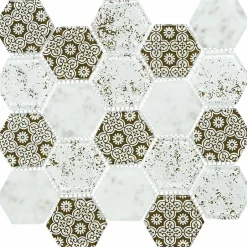 Mosaïque Verre - Mix Brown Déco - Hexagones-Decoon Outlet