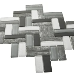 Mosaïque verre Xavier gris L. 27,5 x l. 31,5 cm-Mat Inter Sale