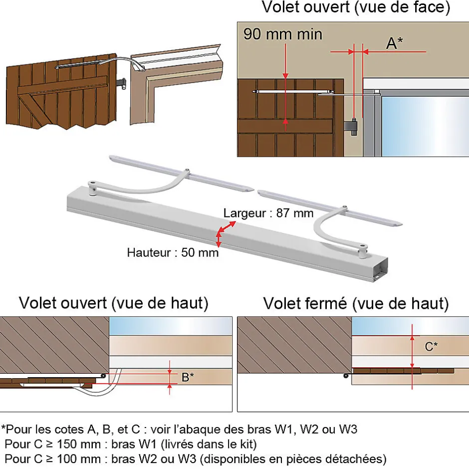 Motorisation pour volet 2 battants SLID'UP WINEO radio - baie 800 à 1500 mm - brun et noir-Slid’Up By Mantion Hot