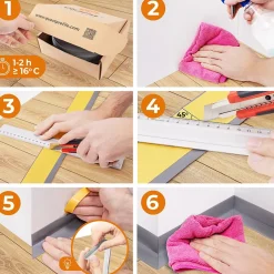 Quest Moulure Souple en PVC 10x10 mm, Auto-Adhésive avec Bande Mousse, Plinthe Souple, pour Finitions et Étanchéité des Jonctions, vert