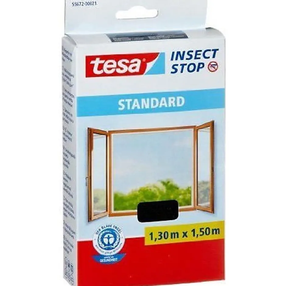 Tesa Moustiquaire - - Standard - 1,3 m x 1,5 mm - Noir - Fixation auto agrippante