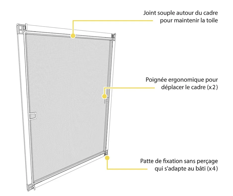 Moustiquaire cadre recoupable 85 x 85cm blanc - Toile fibre de verre-Avosdim Clearance