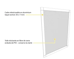 Avosdim Moustiquaire cadre recoupable 130 x 150cm blanc - Toile fibre de verre
