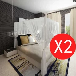 Moustiquaire de lit carré 3 ouvertures 2 pcs-Vidaxl Outlet