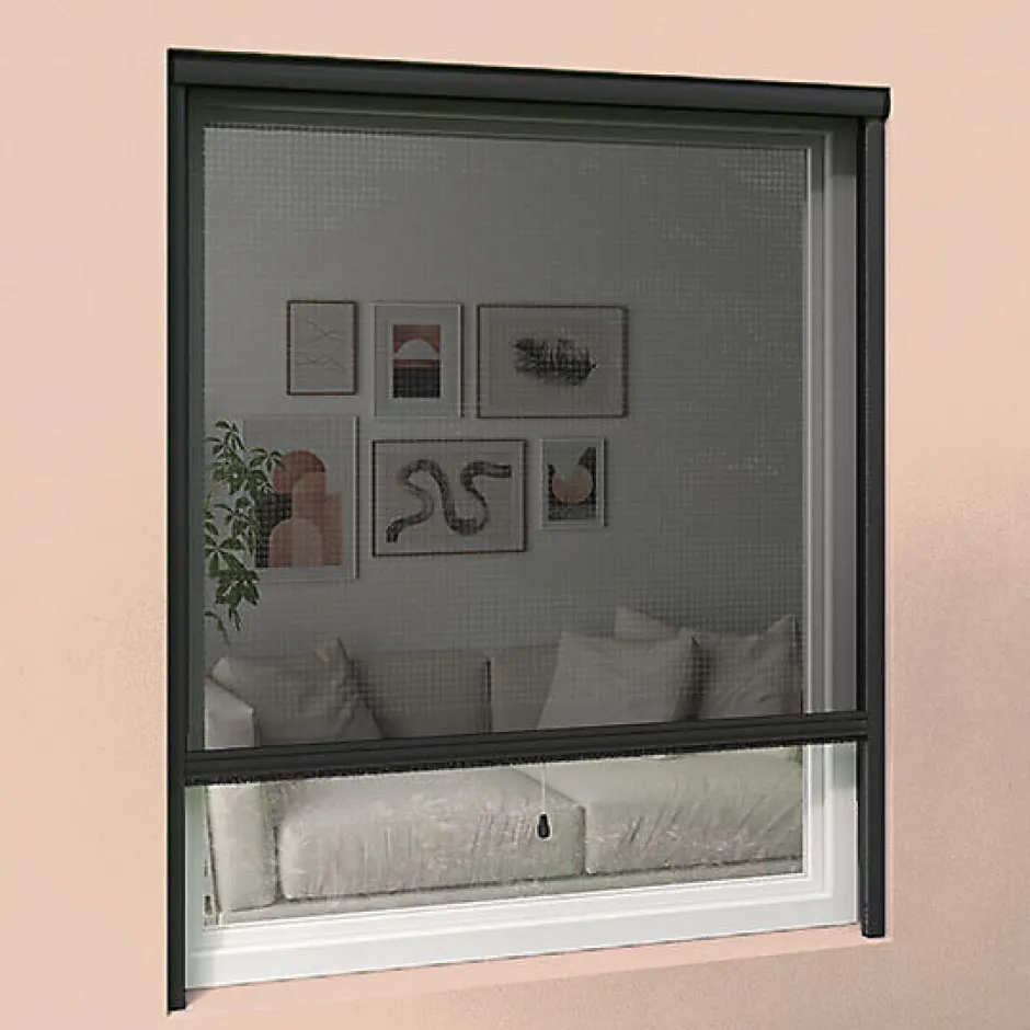 Volet-Moustiquaire Moustiquaire enroulable verticale grise H145 cm x L130 cm