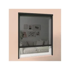 Volet-Moustiquaire Moustiquaire enroulable verticale grise H145 cm x L130 cm