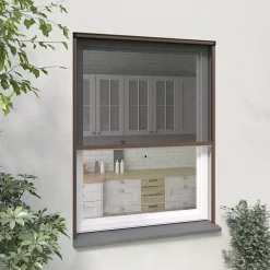 Moustiquaire enroulable verticale fenêtre en alu marron - Confort-Moustikit New