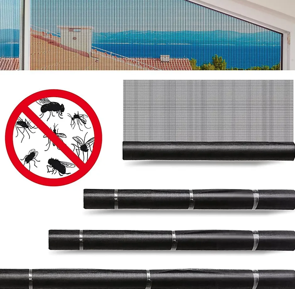 Floordirekt Moustiquaire Pour fenêtre et porte Ultra résistant Noir Largeur 1,2 m Longueur 3 mètres -