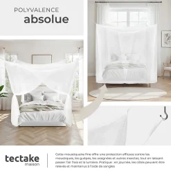Tectake Moustiquaire pour lits simples et doubles Maillage serré Lavable 220x200x210cm