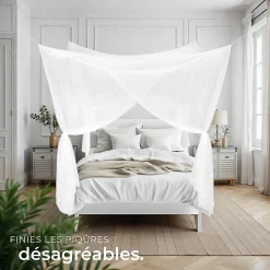 Tectake Moustiquaire pour lits simples et doubles Maillage serré Lavable 220x200x210cm