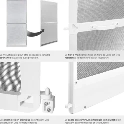 Tectake Moustiquaire pour Portes Découpe individuelle