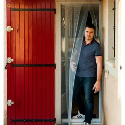 Werka Pro Moustiquaire rideau de porte 100x220cm Gris